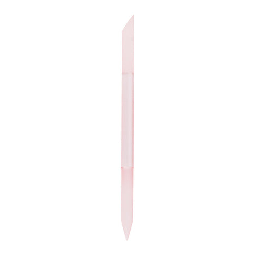 The glamnetic 2-in-1 Cuticle Pusher features a pale pink, double-ended design with a pointed tip and an angled, flat tip—ideal for nail maintenance and manicure routines. Shown vertically against a white background.