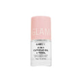 A clear bottle of glamnetic 2-in-1 Cuticle Oil with a light pink cap and black label text. This nourishing formula promotes healthy nails and contains 9g (0.31 oz) of product.
