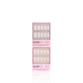 Two pink glamnetic boxes labeled Bailey + Hailey are shown side by side, each displaying Medium Square neutral glaze press-on nails in various sizes arranged neatly behind clear plastic windows.